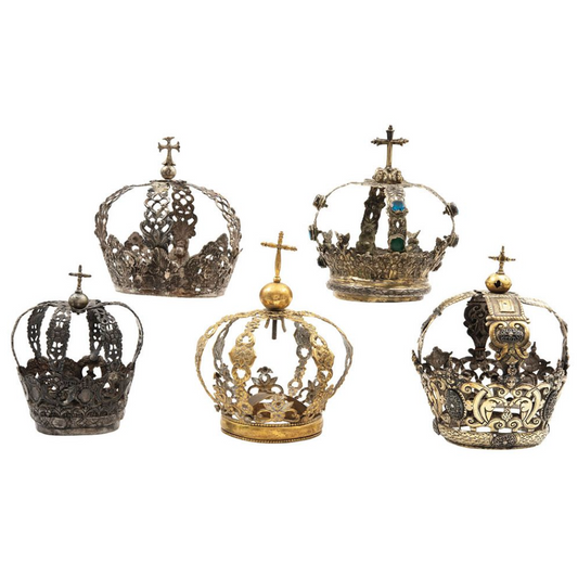 Collection of Five Crowns for Religious Figures, 18th and 19th Century, Mexico