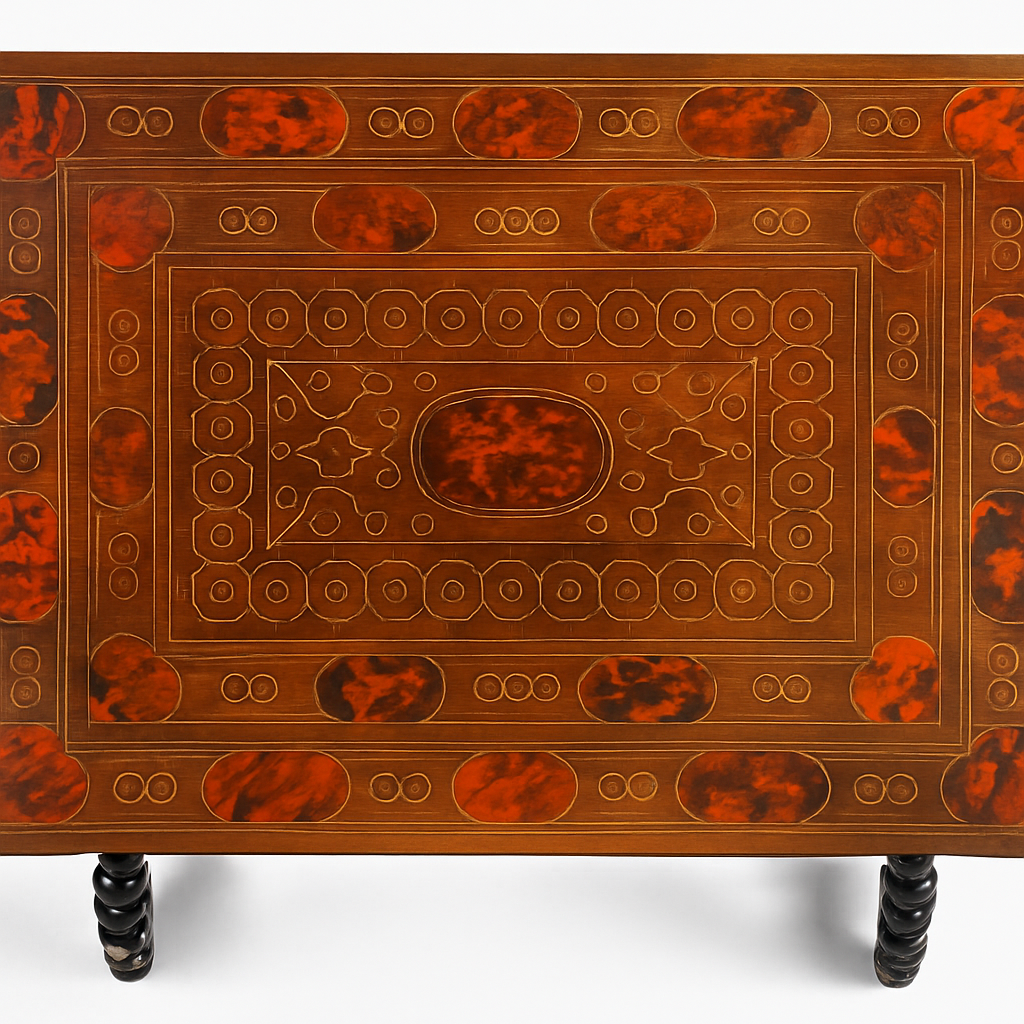 Mesa con Marquetería en símil Carey. Siglo XIX